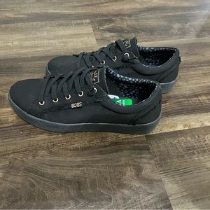 Bobs black and gold slip ons